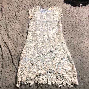 Blue lace overlay dress